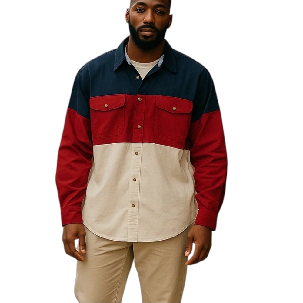 Vintage Wrangler Brushpopper Men's Color Block Long Sleeve Western Shirt